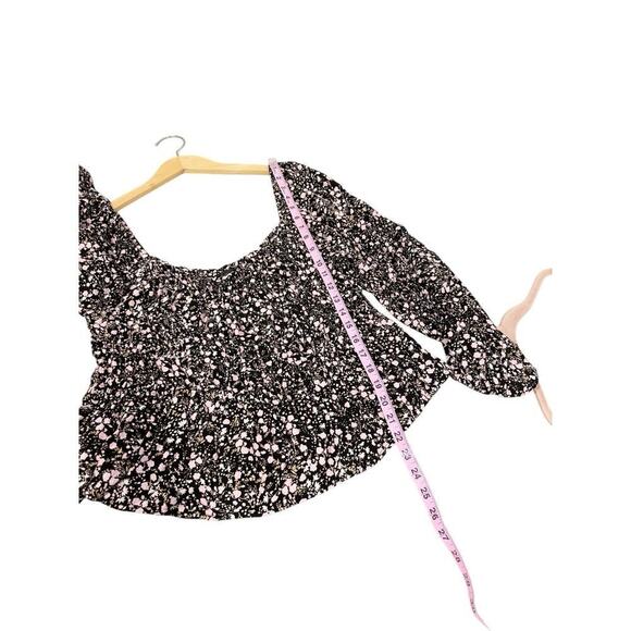 J. Crew Puff-Sleeve Drapey Crepe Top in Fall Garden Floral Black Pink Womens XL - Picture 8 of 10